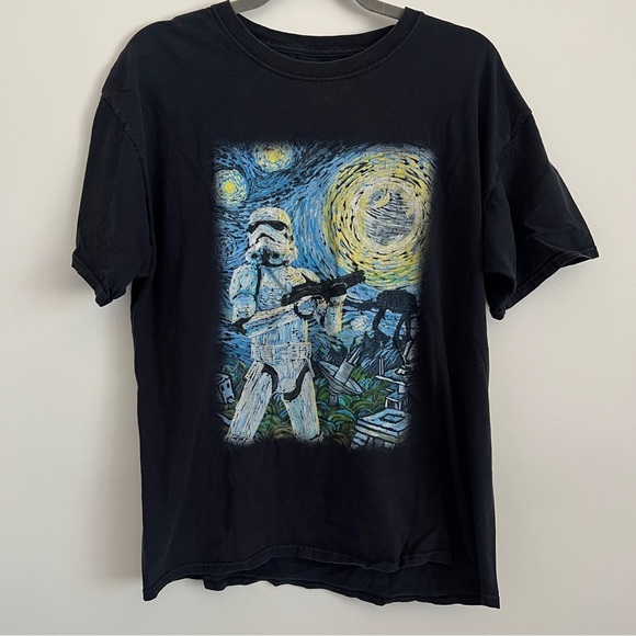 Fifth Sun Star Wars Storm Trooper Van Gogh Black Shirt-Size Men’s Large - Picture 1 of 4